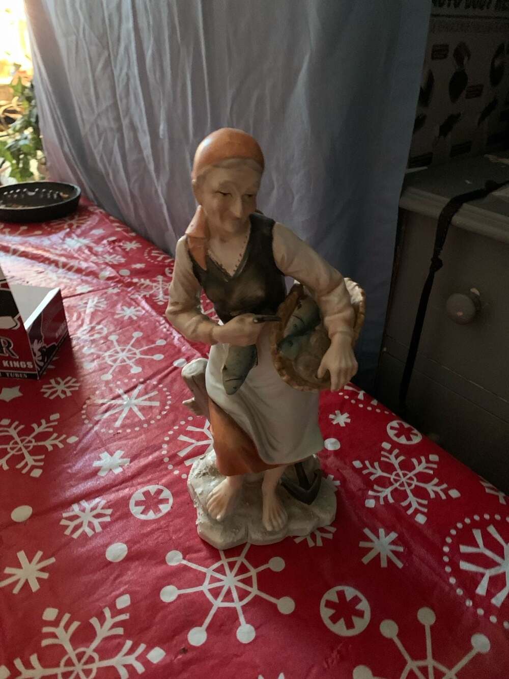 Vintage Original Arnart Creation Japan Fisherman Woman Porcelain Figurine